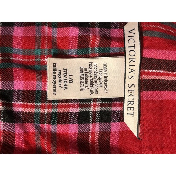 Victoria Secret Pajama Set Sz Large Plaid Long Sleeve Red Christmas Cozy Lounge - Picture 10 of 13